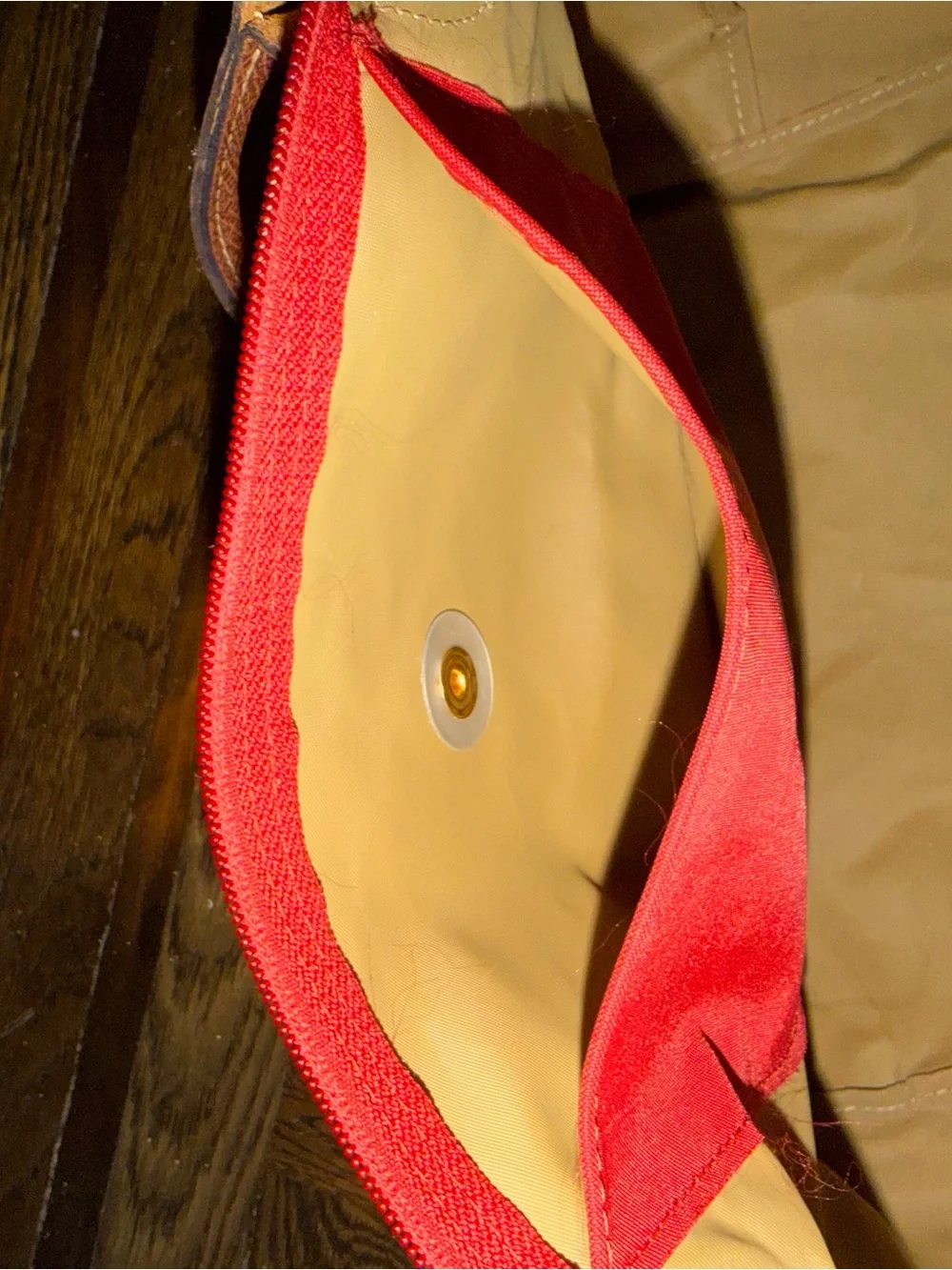 Longchamp Coral Tote with Brown Leather Trim